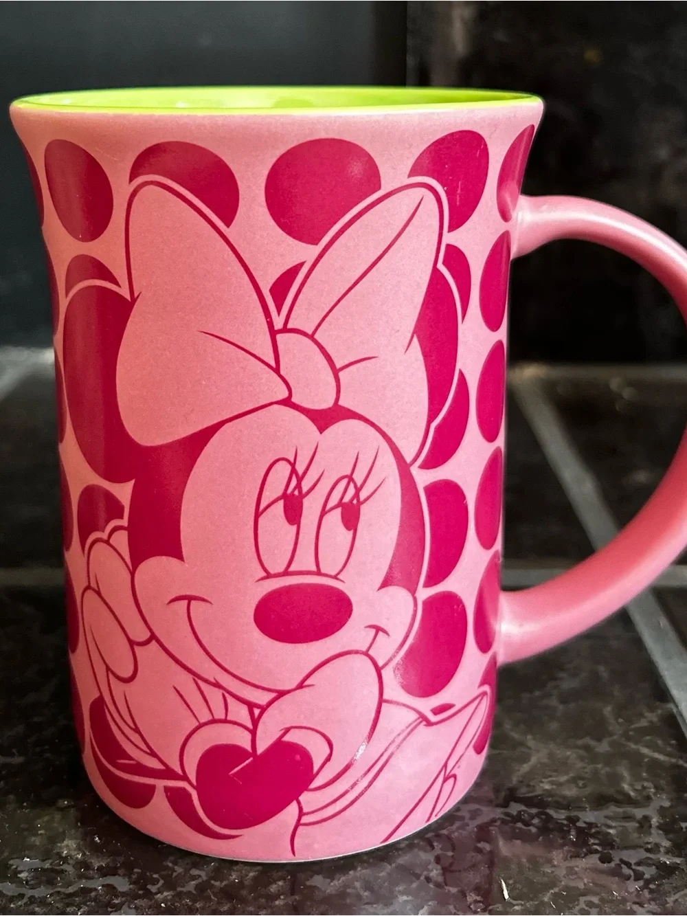 Walt Disney World Minnie Mouse Pink Polka Dot & Lime Green Mug Authentic